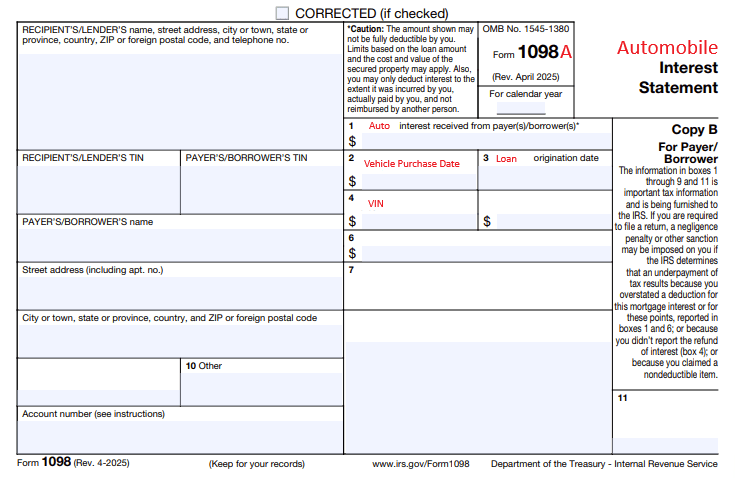 Form 1098 reporting solution